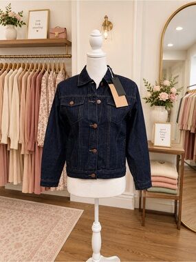 One Teaspoon Kids Denim Jacket Size 10-12 Dark Wash NWT 100% Cotton